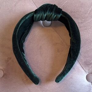 J. Crew Dark Green Velvet Knotted Headband